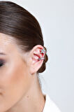 Kadın Silver 2'li Lotus & Pembe Baget Su yolu EarCuff Seti