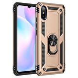 Smcase Xiaomi Redmi 9A Kılıf Vega Yüzüklü Çift Katmanlı Tank Kapak 