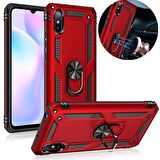 Smcase Xiaomi Redmi 9A Kılıf Vega Yüzüklü Çift Katmanlı Tank Kapak 