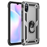 Smcase Xiaomi Redmi 9A Kılıf Vega Yüzüklü Çift Katmanlı Tank Kapak  Nano Ekran Koruyucu