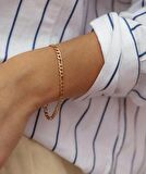 Kadın Vintage Zincir Bileklik Gold Çelik Üzeri Altın Kapalama 2 Yıl Garanti Belgeli