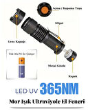 UV-102 Ultraviyole Mor Işık Fener, 365 Nm Uv El Feneri, Tırnak Oje Kurutucu, Değerli Taş Tespiti
