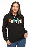 Kadın Büyük Beden Couture Yazılı Siyah Sweatshirt