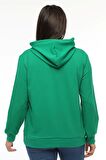 Kadın Büyük Beden Couture Yazılı Yeşil Sweatshirt