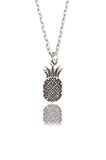 Ananas Erkek Kadın Kolye Antik Gümüş Kaplama - 60 cm Düz Zincir