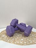 Leyayon 1 Kg X 2 Adet Dambıl Vinyl Kaplı Dumbell Ağırlık - Mor
