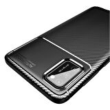 Smcase Samsung Galaxy A02s Kılıf Karbon Dokulu Silikon  Nano Ekran Koruyucu