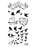 Tattoo Geçici Dövme Vücut Dövmesi 9x19 cm (siyah030) - Kuşlar