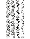 Tattoo Geçici Dövme Vücut Dövmesi 9x19 cm (siyah009) -Kalp kelebek Gül 