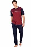 %100 Pamuklu Düğmeli Jakarlı 3'lü Kısakol Yazlık Erkek Pijama Takımı