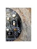 özel tasarım el yapımı pebble art kedili siyah yuvarlak tablo