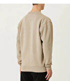 Erkek Bisiklet Yaka Basic Bej 3 İplik İçi Polarlı Şardonlu Sweatshirt