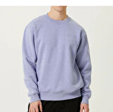 Erkek Bisiklet Yaka Basic Mor Lila 3 İplik İçi Polarlı Şardonlu Sweatshirt