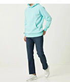 Turkuaz Organik Kapüşonlu Oversize 3 İplik İçi Polarlı Şardonlu Sweatshirt