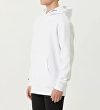 Erkek Beyaz Organik Kapüşonlu Oversize 3 İplik İçi Polarlı Şardonlu Sweatshirt