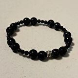 Uretti - Şerife 8341 El Yapımı Bostawana Akik Erkek Doğal Taş Bileklik 17cm  - Siyah