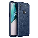 Smcase OnePlus Nord N100 Kılıf Deri Dokulu Silikon  Nano Ekran Koruyucu