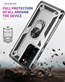 Smcase Samsung Galaxy S21 Ultra 5G Kılıf Vega Yüzüklü Standlı Tank Kapak