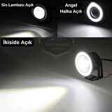 Fiat Doblo D3 2010-2015 Uyumlu Üniversal Mercekli Angel Sis Farı Metal Su Geçirmez 76 mm Beyaz Halkalı Gündüz Farı Angel Eyes 2 Adet