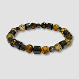 Uretti - Mine 3758 El Yapımı Doğal Taş Erkek Bileklik  Akik / Hematit