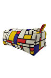 Mondrian De Stijl Astarlı Yıkanabilir Bez Kalemlik Kalem Kutusu Makyaj Çantası