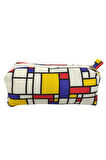 Mondrian De Stijl Astarlı Yıkanabilir Bez Kalemlik Kalem Kutusu Makyaj Çantası