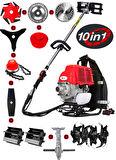 Wacker Pro Alman WR 235 10 İn 1 Sırt Tipi Ot Çim Biçme Tırpanı+Toprak Eşeleme+Akrobat Çapa Aparatı Çelik Fırça