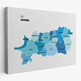 Harita Sepeti Aydın İli ve İlçeler Haritası Dekoratif Kanvas Tablo 1278