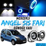 Citroen Nemo 2008-2022 Uyumlu Üniversal Mercekli Angel Sis Farı Metal Su Geçirmez 76 mm Buz Mavi Halkalı Gündüz Farı Angel Eyes 2 Adet