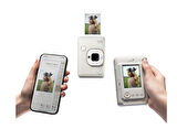 Fujifilm Instax Mini LiPlay Hybrid Misty White Fotoğraf Makinesi 20'li Film Albüm ve Deri Kılıf Hedi