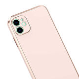 Gpack Apple iPhone 12 Kılıf Bark Parlak Silikon Renkli Kenarları Rose
