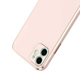 Gpack Apple iPhone 12 Kılıf Bark Parlak Silikon Renkli Kenarları Rose