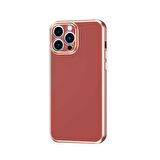 Gpack Apple iPhone 12 Pro Kılıf Bark Parlak Silikon Renkli Kenarları Rose
