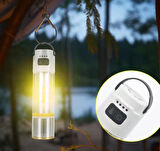 GP-222 Zoomlu 1000lm Şarjlı Çok Fonksiyonlu El Feneri - Beyaz-Kırmızı-Sarı Ledli 6 mod Kamp Lambası