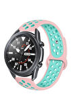 Amazfit Pace (46mm) 22mm için Delikli Silikon Kordon-02 Pembe-Yeşil