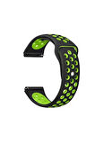 Amazfit GTS 2 Mini 20mm için Delikli Silikon Kordon-02 Siyah-Yeşil
