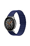 Honor Magic Watch 2 (46mm) 22mm için çizgili tasarım Pu Deri Kordon-52 Lacivert