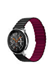 Honor Magic Watch 2 (46mm) 22mm için çizgili tasarım Pu Deri Kordon-52 Siyah-Kırmızı