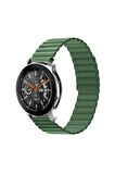 Honor Magic Watch 2 (46mm) 22mm için çizgili tasarım Pu Deri Kordon-52 Yeşil