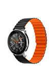 Honor Watch GS 3 (46mm) 22mm için çizgili tasarım Pu Deri Kordon-52 Siyah-Turuncu