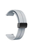 Xiaomi Watch S1 Pro 22mm için Metal Tokalı Silikon Kordon-84 Gri