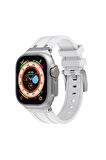 Apple Watch 42-44-45-49mm için Metal Toka Tasarımlı Silikon kordon-89 Beyaz