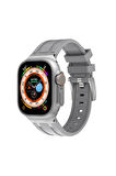 Apple Watch 42-44-45-49mm için Metal Toka Tasarımlı Silikon kordon-89 Gri