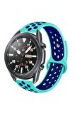 Amazfit GTR 2e (46mm) 22mm için Delikli Silikon Kordon-02 Turkuaz-Mavi
