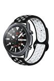 Huawei Watch GT 3 Active (46mm) 22mm için Delikli Silikon Kordon-02 Siyah-Beyaz