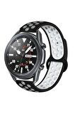 Huawei Watch GT 2 Pro 22mm için Delikli Silikon Kordon-02 Siyah-Beyaz