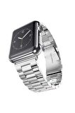 Kordon Store Apple Watch 42-44-45-49mm Uyumlu Klasik Metal Kordon-04 Gümüş