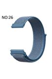Huawei Watch GT 3 Pro Ceramic (42mm) 20mm için Cırtlı Kumaş Kordon-03 Koyu Mavi