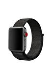 Kordon Store Apple Watch 42-44-45-49mm Uyumlu Cırtlı Kumaş Kordon-03 Siyah