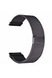 Honor Magic Watch 2 (42mm) 20mm için Mıknatıslı Hasır Metal Kordon-12 Siyah